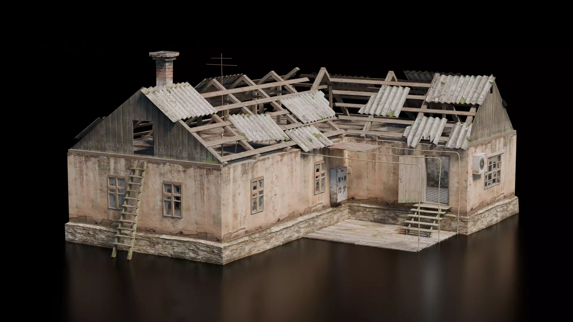 Abandoned House 13 Low-poly 3D model