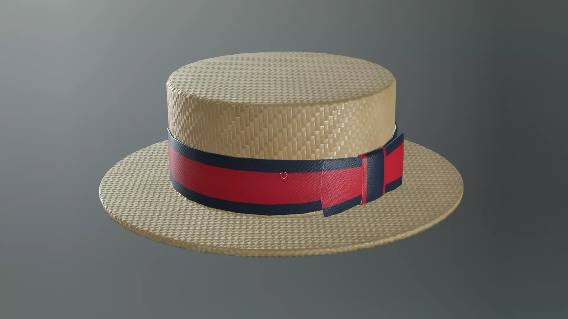 Boater hat with low-poly mesh Low-poly 3D model