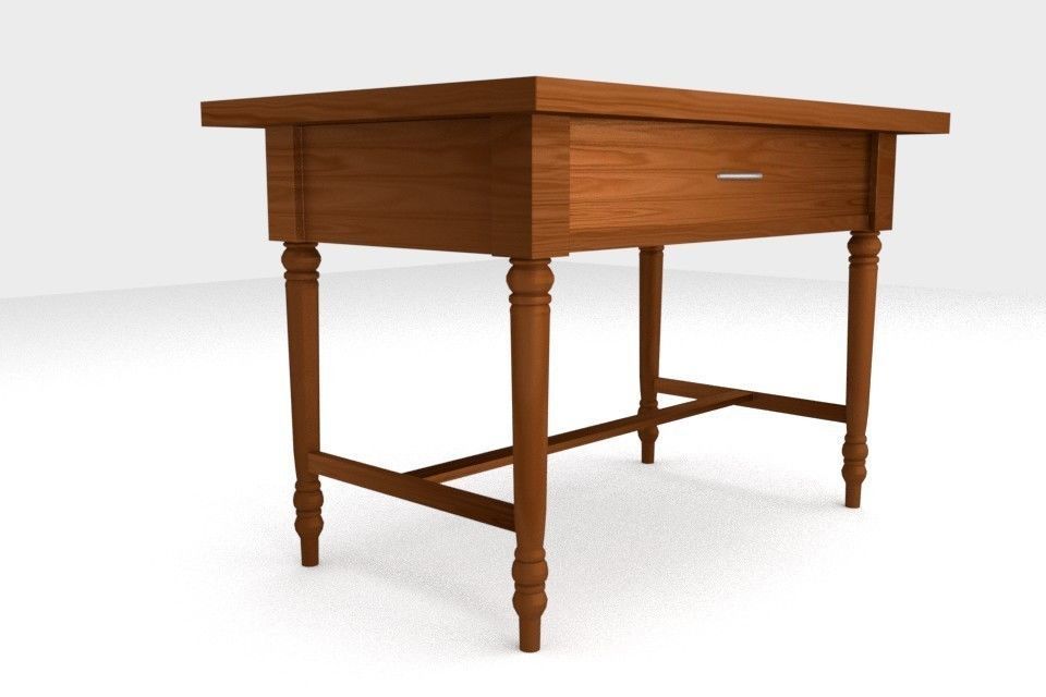 Wooden Table Low-poly 3D model_3