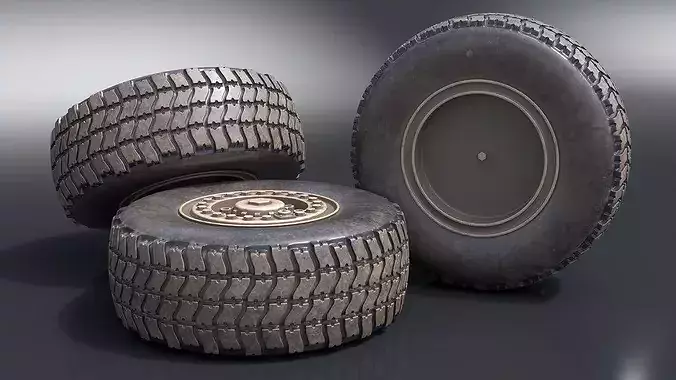 Camouflage Military Truck Wheel 3D model 5