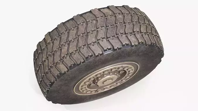 Camouflage Military Truck Wheel 3D model 7