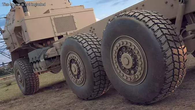 Camouflage Military Truck Wheel 3D model 2