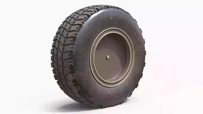Camouflage Military Truck Wheel 3D model 6