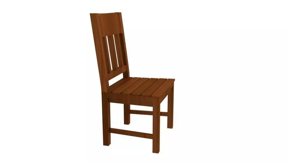 Wooden Chair Low-poly 3D model_0