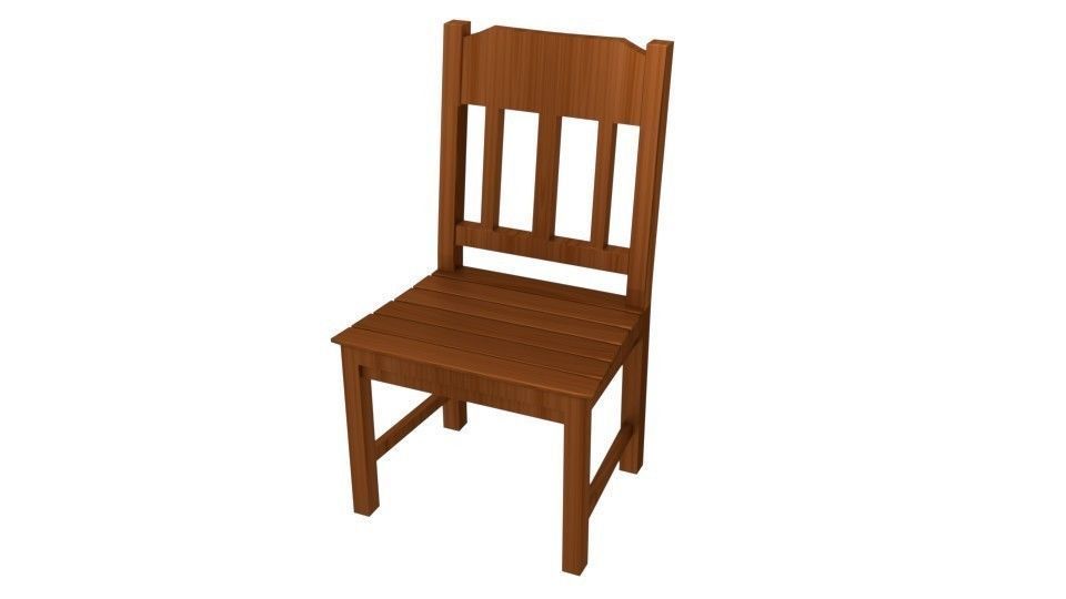Wooden Chair Low-poly 3D model_2