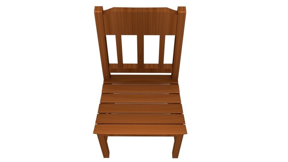 Wooden Chair Low-poly 3D model_1