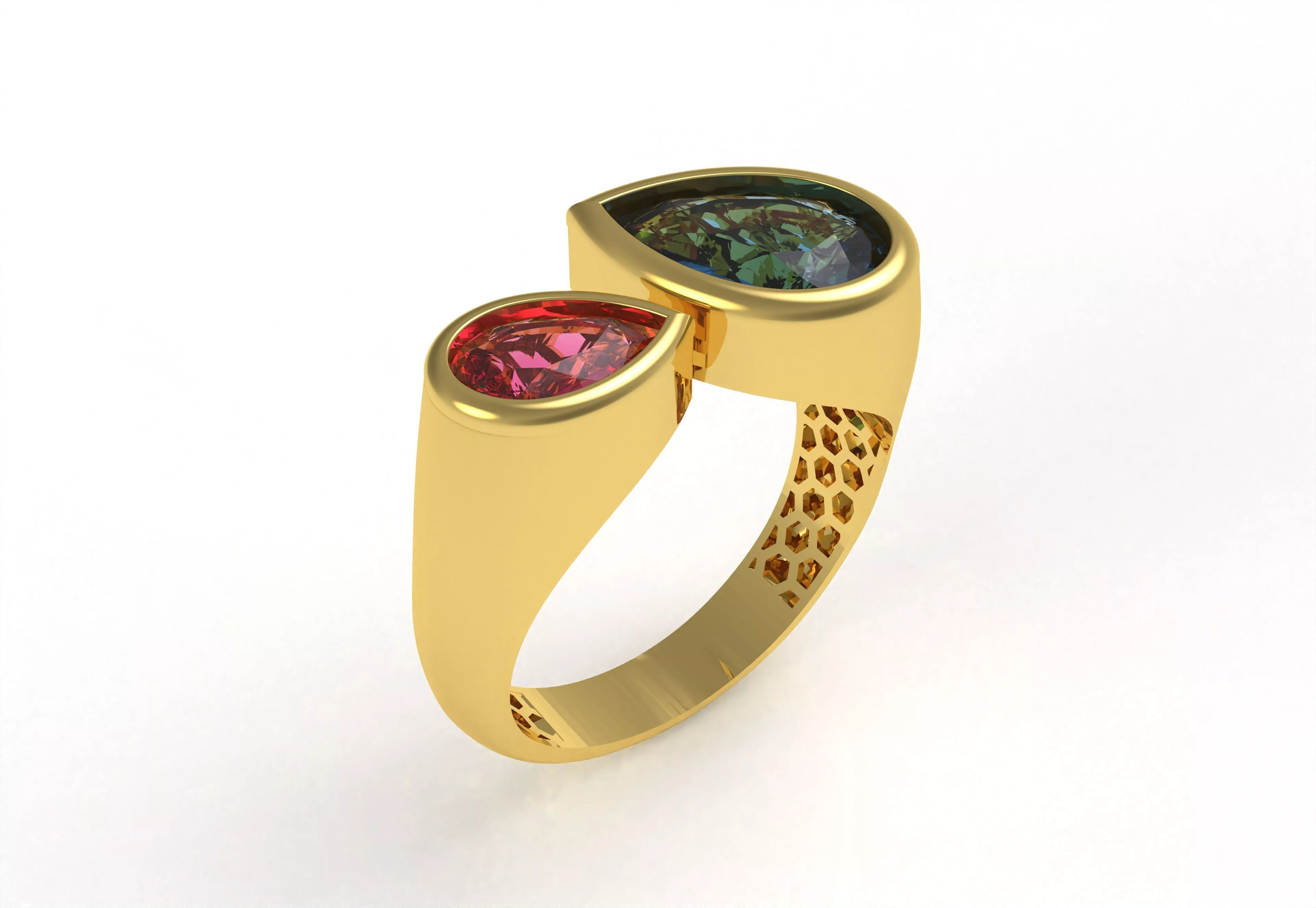 Dual Pear Diamond Ring 3D print model