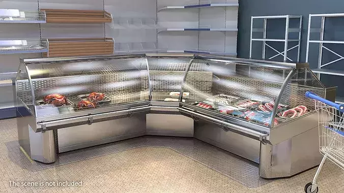 Corner Refrigerated Display Case 3D model 2