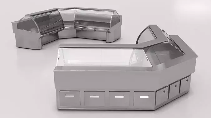 Corner Refrigerated Display Case 3D model 3