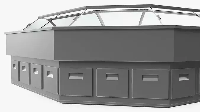 Corner Refrigerated Display Case 3D model 6