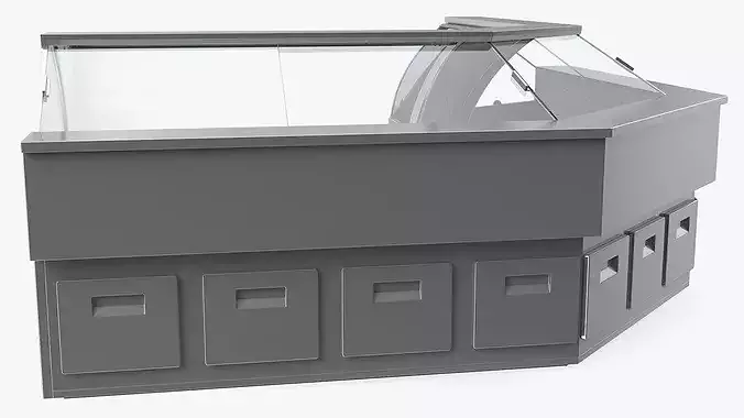 Corner Refrigerated Display Case 3D model 5