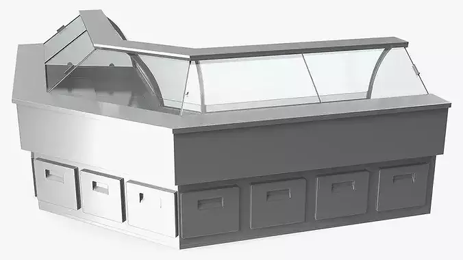 Corner Refrigerated Display Case 3D model 4