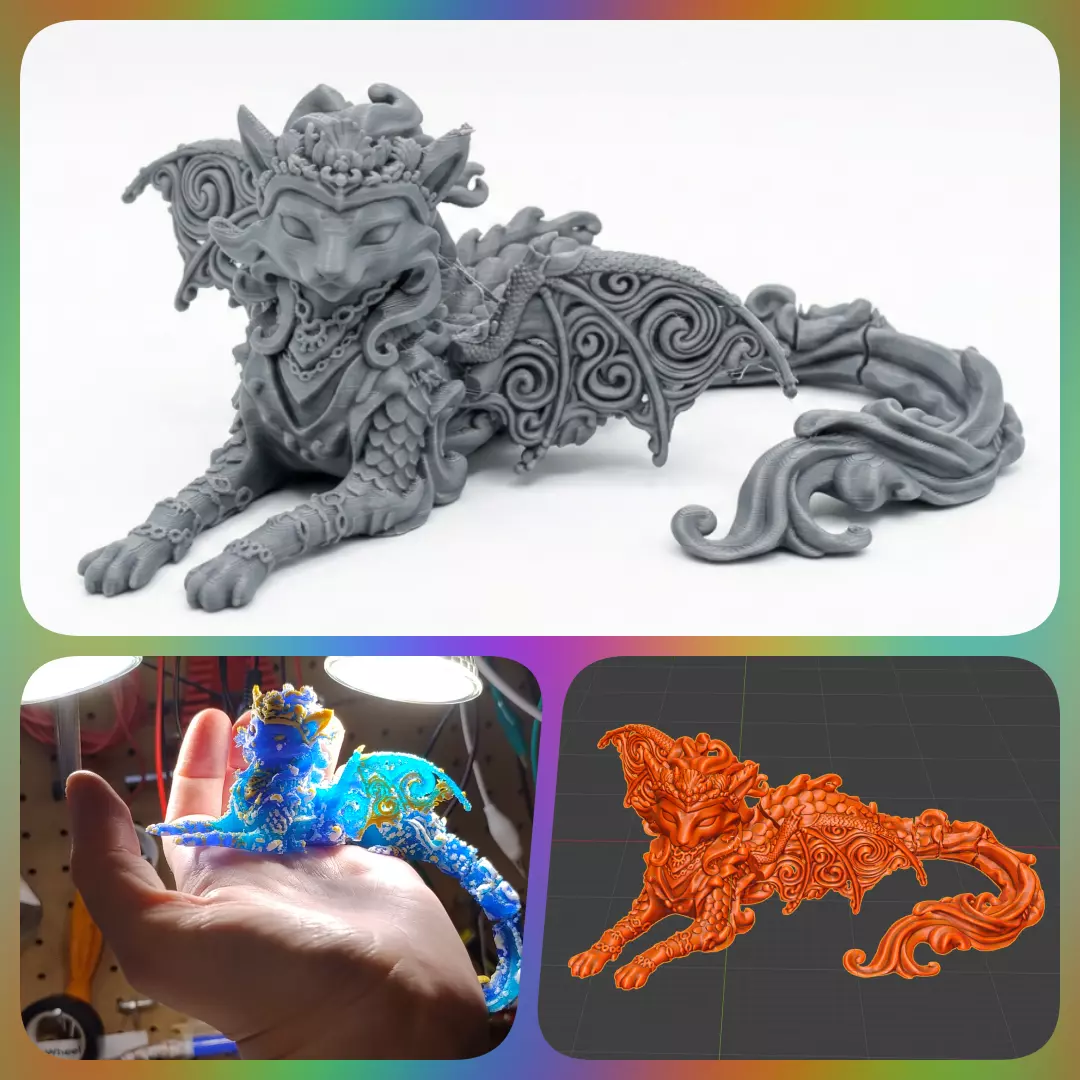Dragon Tide Cat Flexy Print in place 3D print model