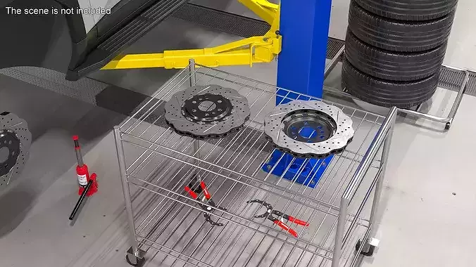 Drilled and Slotted Performance Brake Disc 3D model 3