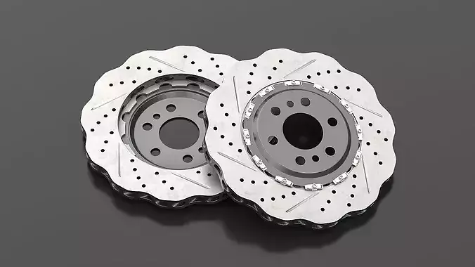 Drilled and Slotted Performance Brake Disc 3D model 5