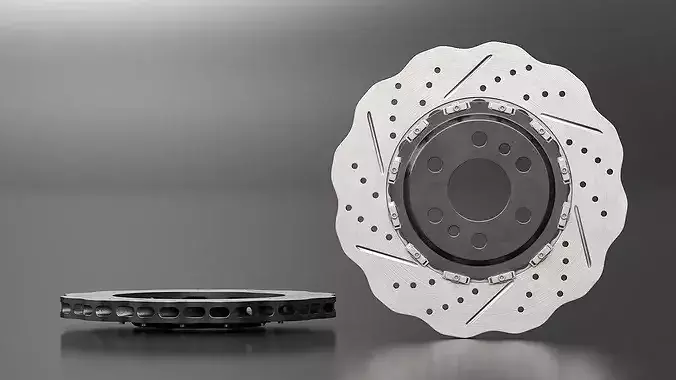 Drilled and Slotted Performance Brake Disc 3D model 4
