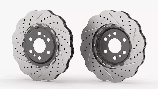 Drilled and Slotted Performance Brake Disc 3D model 6