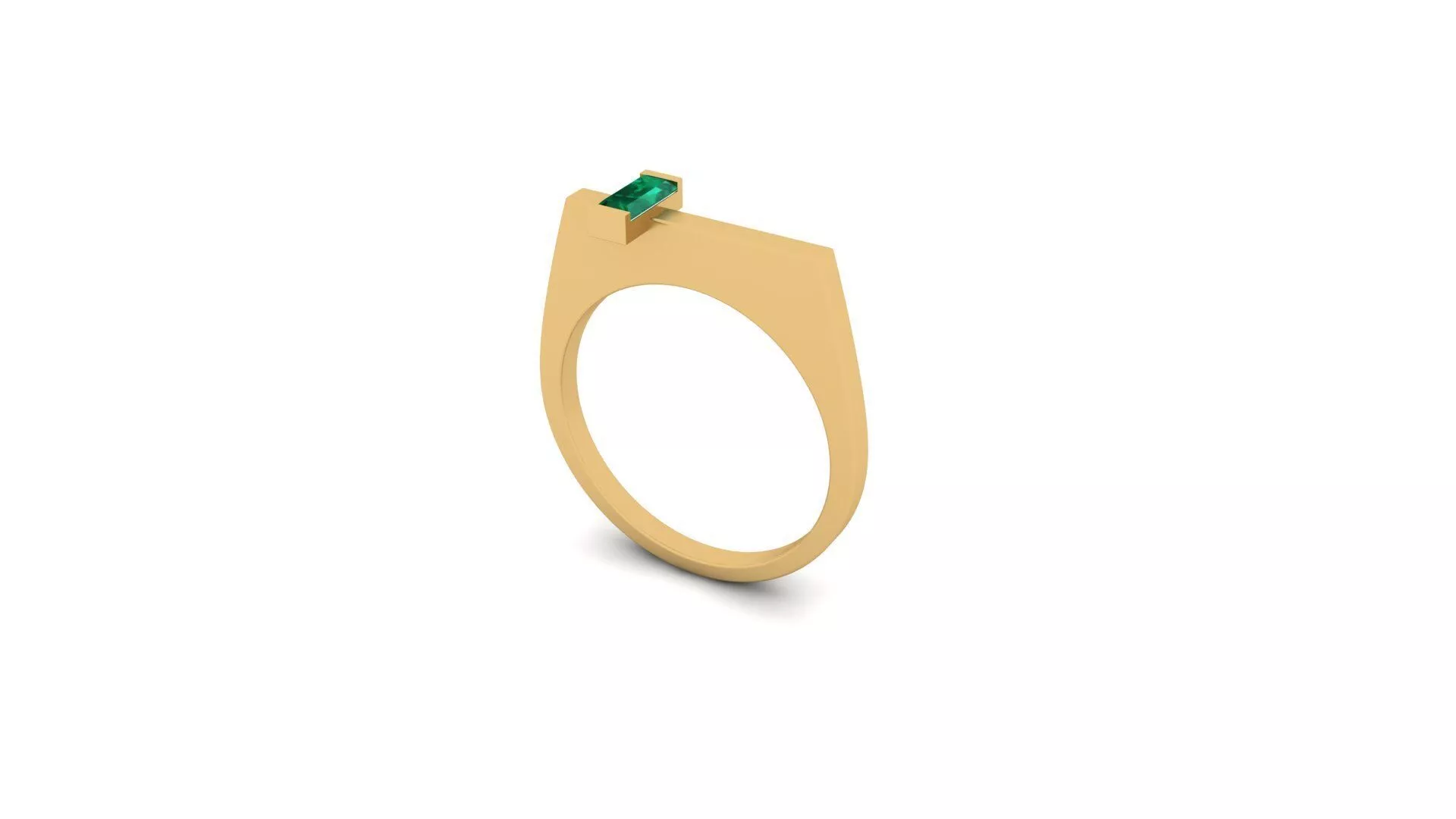 Modern Gold Ring with Rectangular Buguette Free 3D print model
