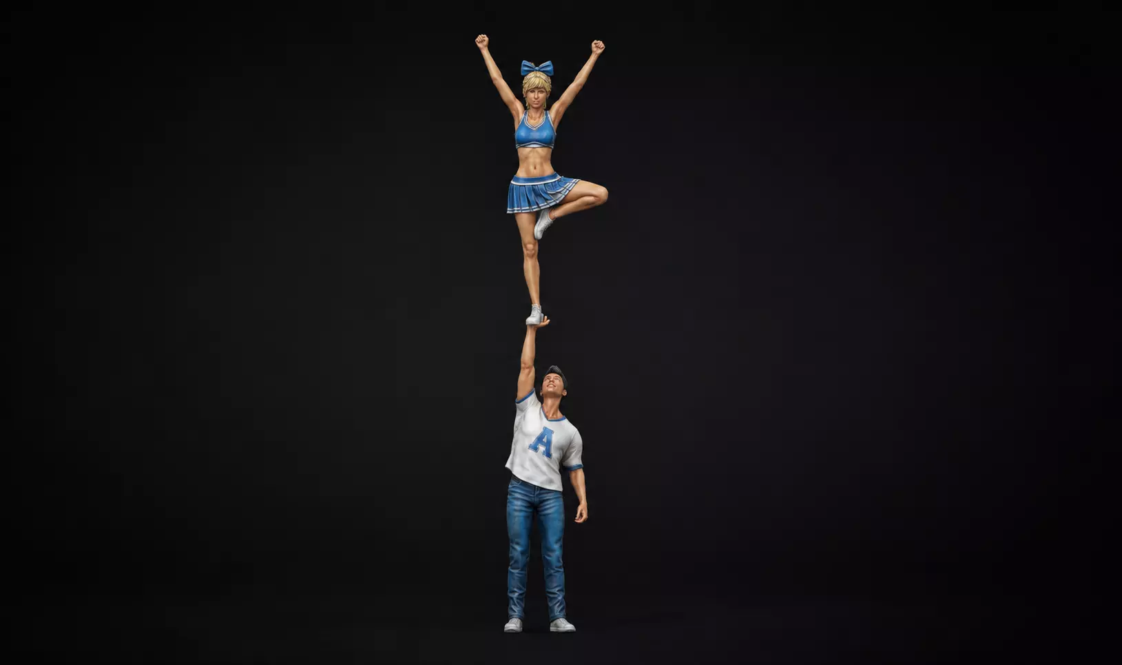 cheerleader pose girl and boy group 1 3D print model