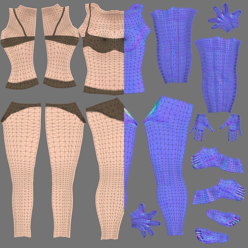 Human Character Base Pack Low-poly 3D model_11