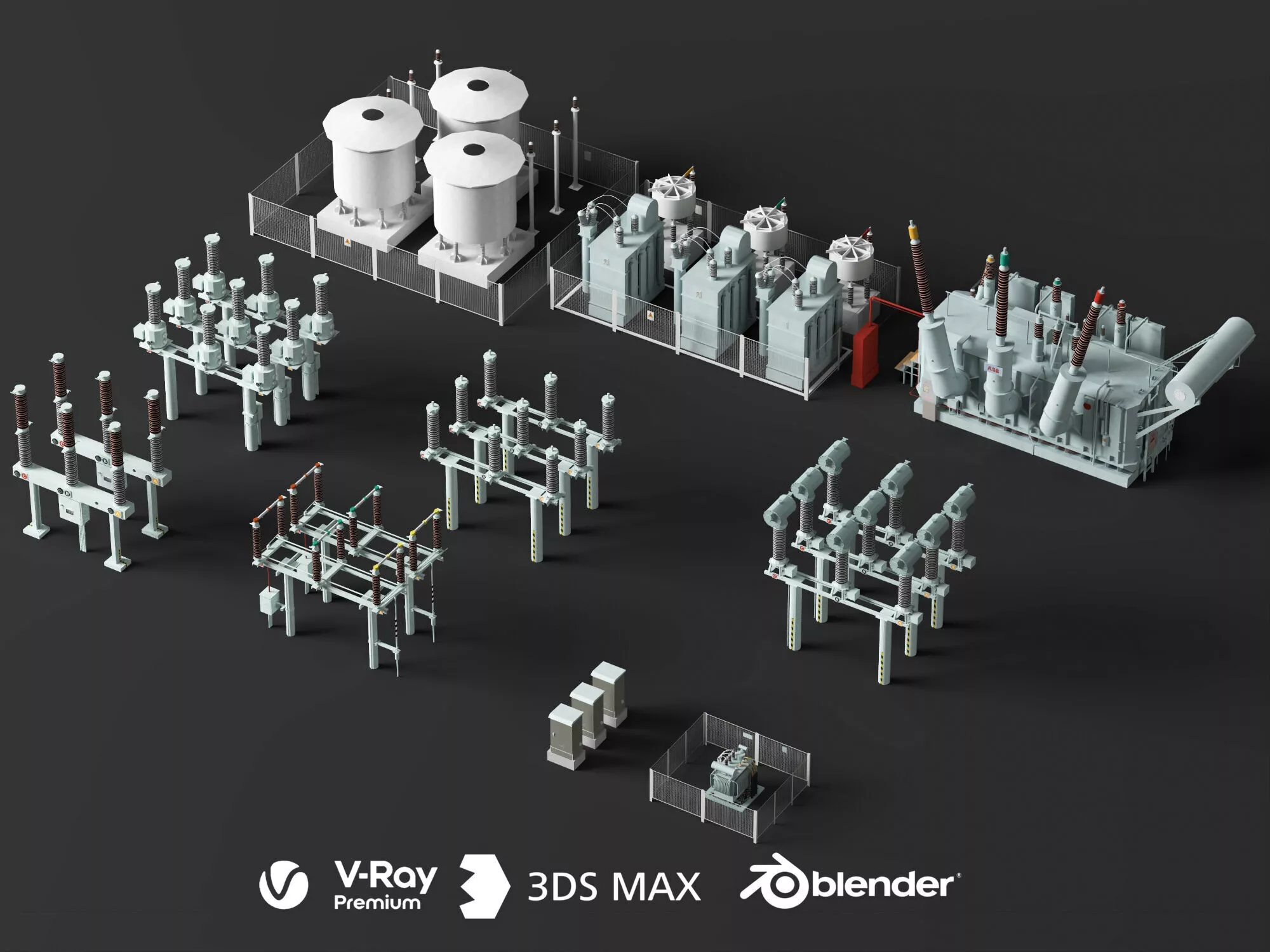 Electrical Substation Equipment Collection 3D model