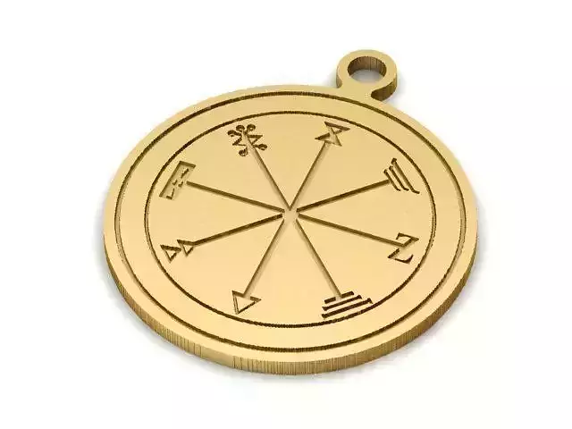 Pendant gold medallion with arrow