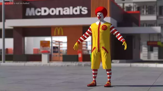 Ronald McDonald Clown Rigged for Maya 3D model 7