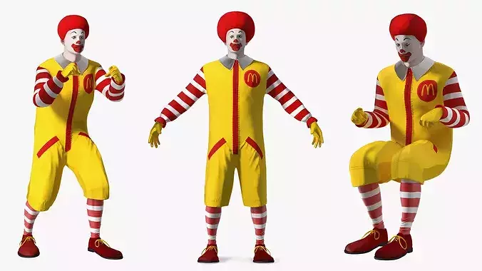 Ronald McDonald Clown Rigged for Maya 3D model