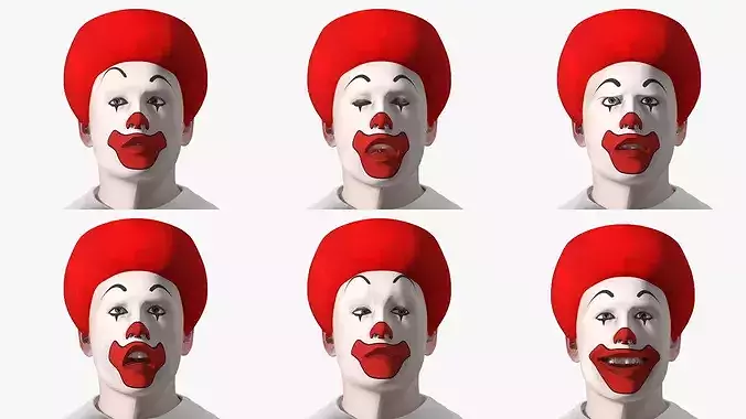 Ronald McDonald Clown Rigged for Maya 3D model 6