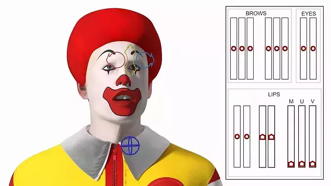 Ronald McDonald Clown Rigged for Maya 3D model 5