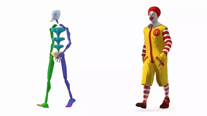 Ronald McDonald Clown Rigged for Maya 3D model 4