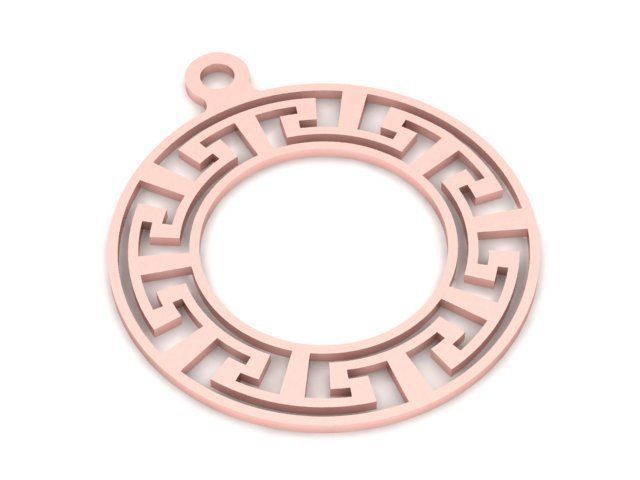 Pendant greek key charm gold 3D print model_1