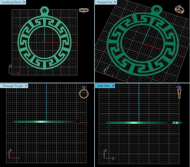 Pendant greek key charm gold 3D print model_2