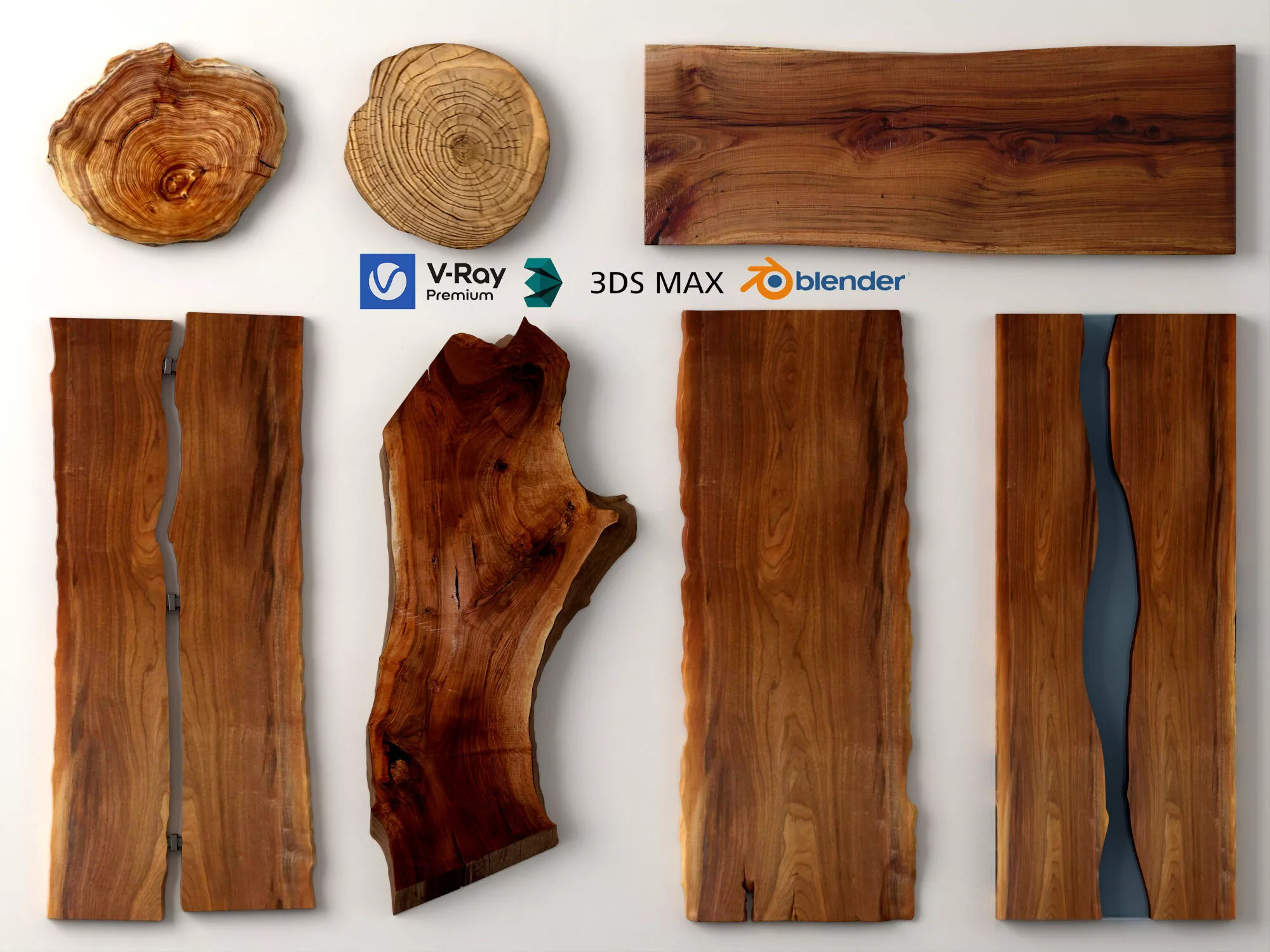 Live Edge Wood Slab Epoxy Resin Board 3D Model 3D model