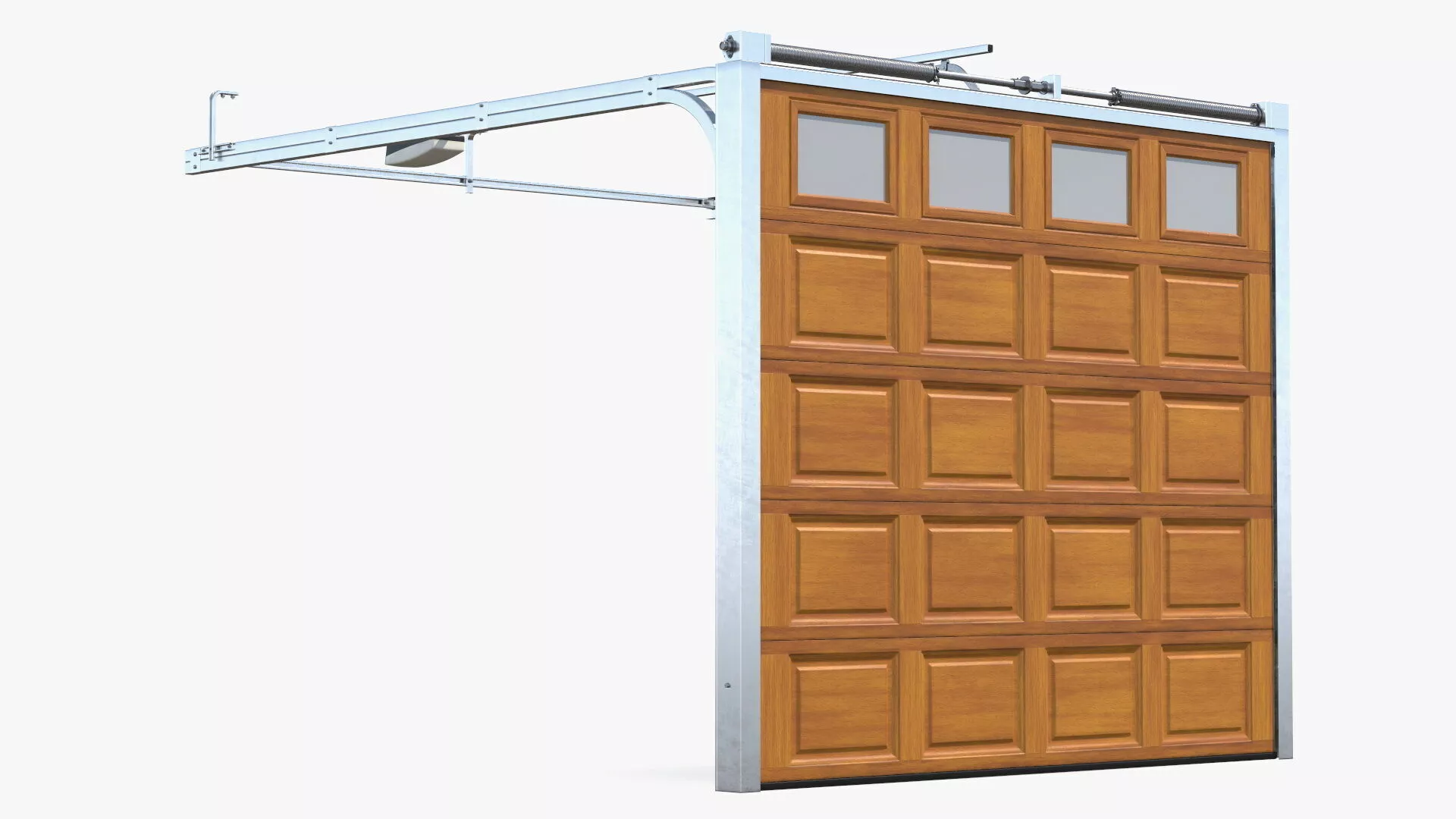 Paneled Garage Door with Windows Rigged for Maya 3D model