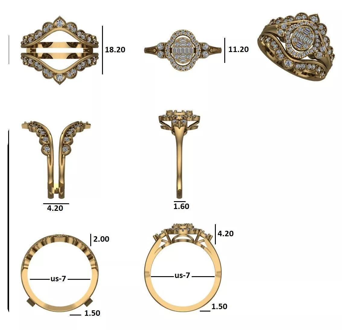 Vintage Bridal Ring Set and Enhancer Jacket Free low-poly 3D model