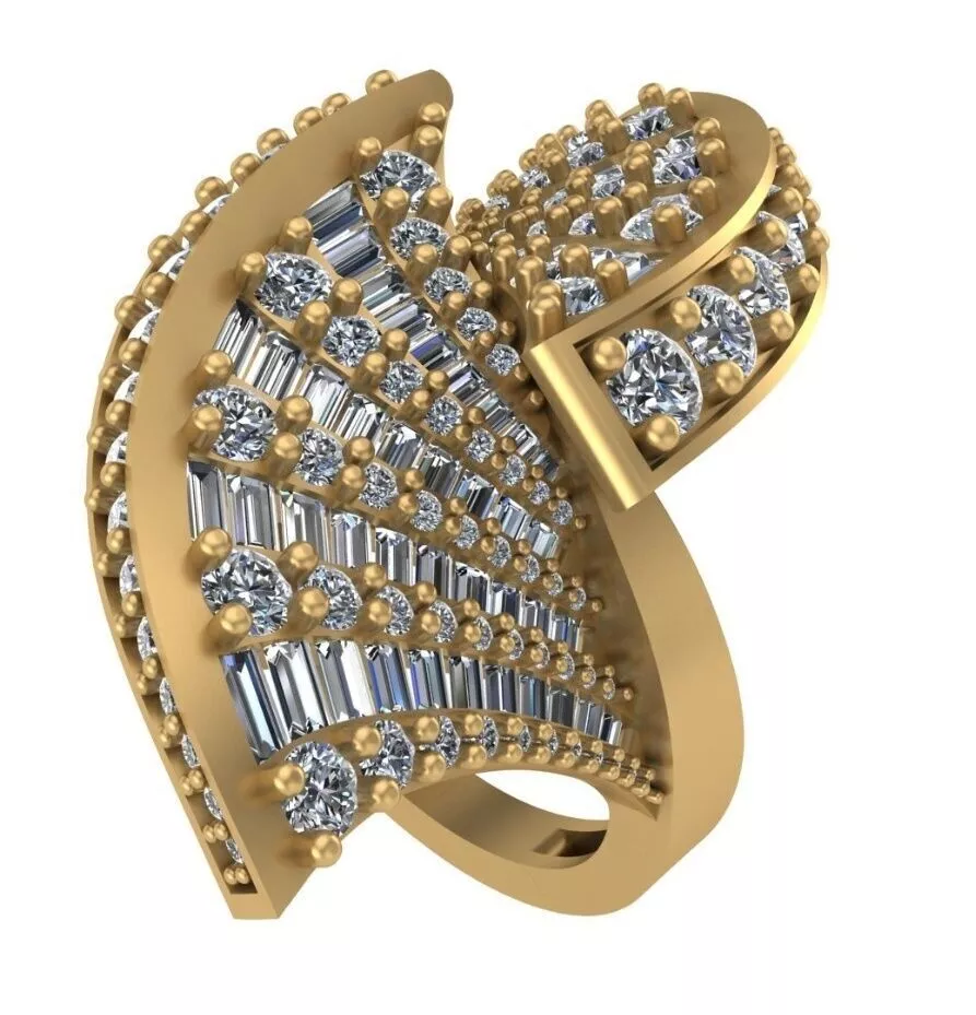 Luxury Diamond Cluster Statement Ring in Yellow Gold Low-poly 3D model