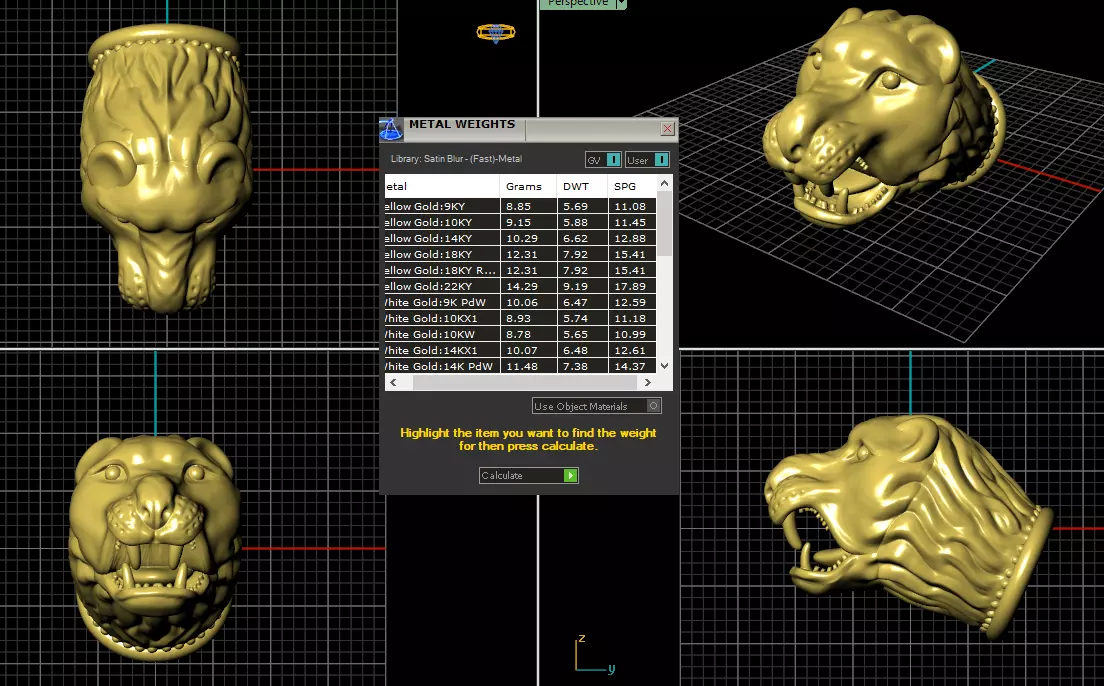 Mens 18K Gold Roaring Lion Head Statement Ring Low-poly 3D model