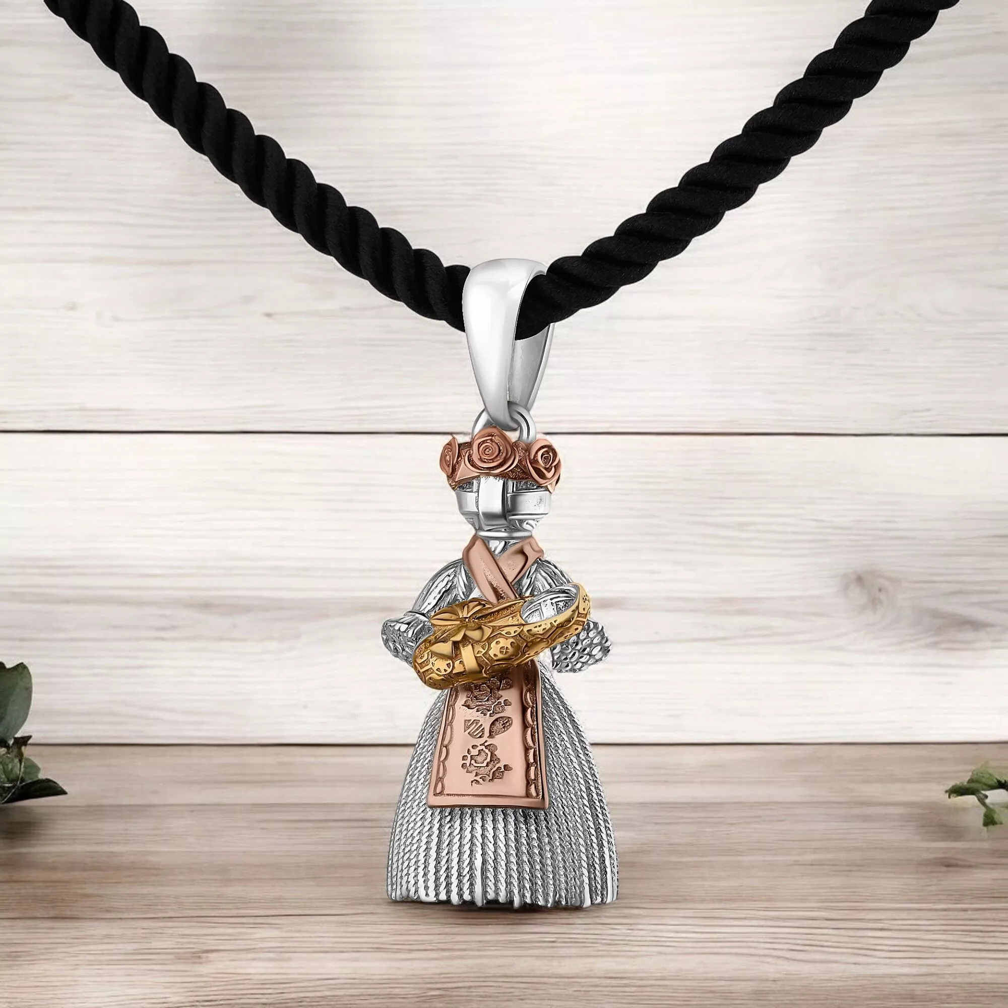Pendant Ukrainian ethnic doll woven with a child 3D print model 3D print model
