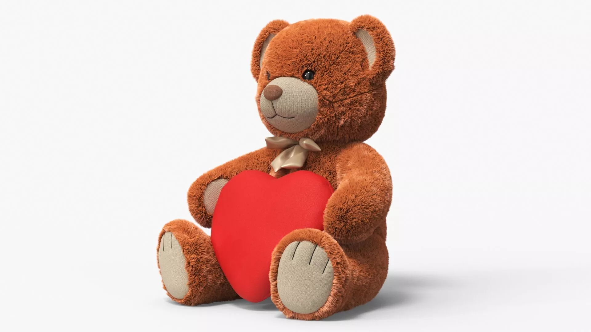 Teddy Bear Brown Holding Heart Fur for Maya 3D model