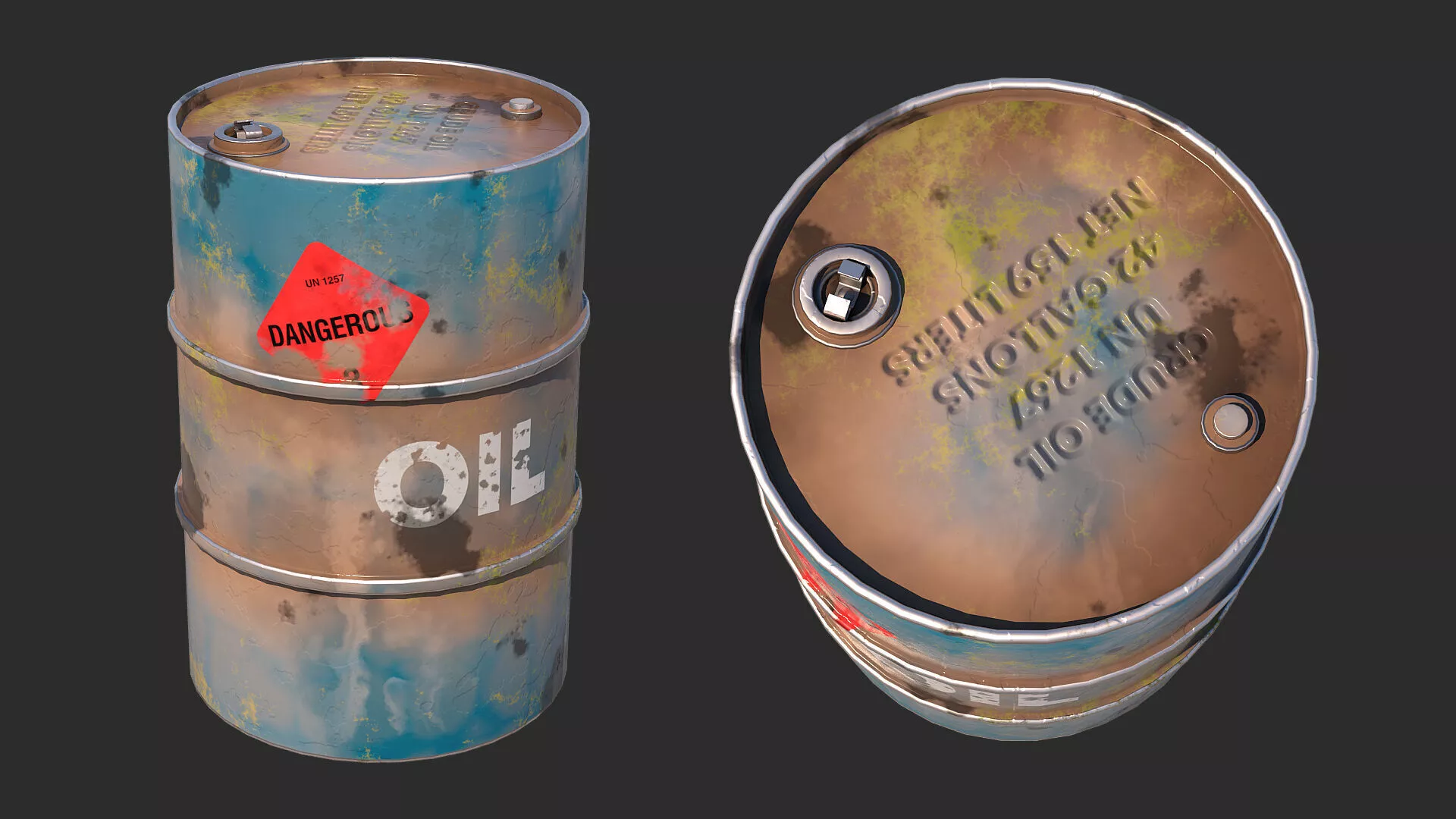 Oil Barrel Low-poly 3D model