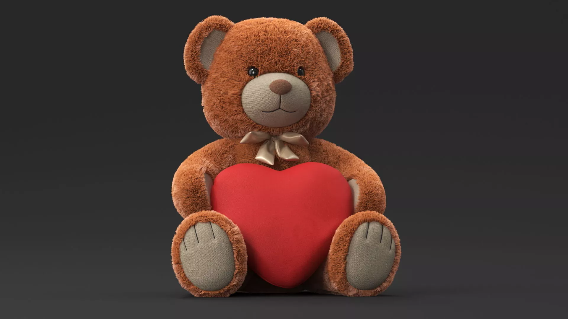 Teddy Bear Brown Holding Heart Fur for Cinema 4D 3D model