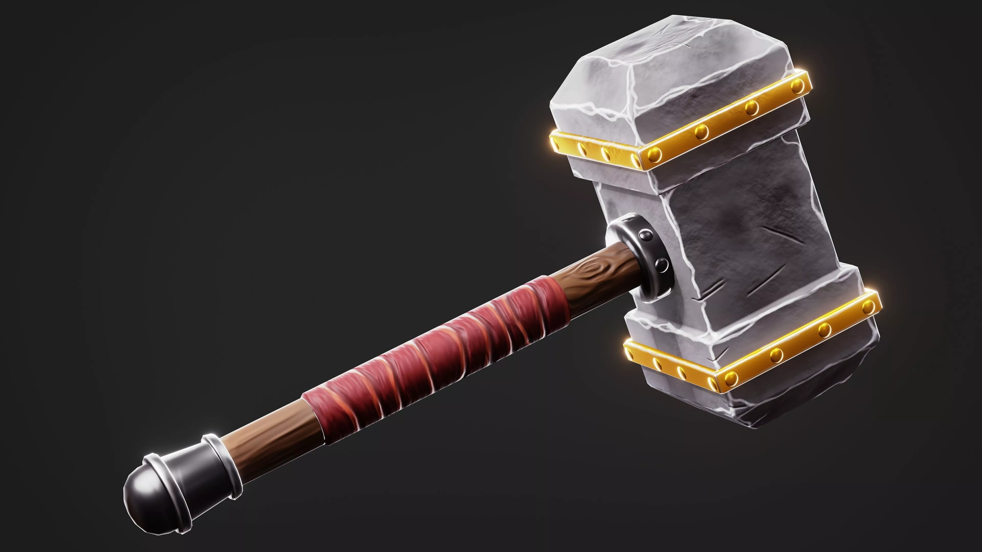 Stylized Hand Painted War Hammer Low-poly 3D model