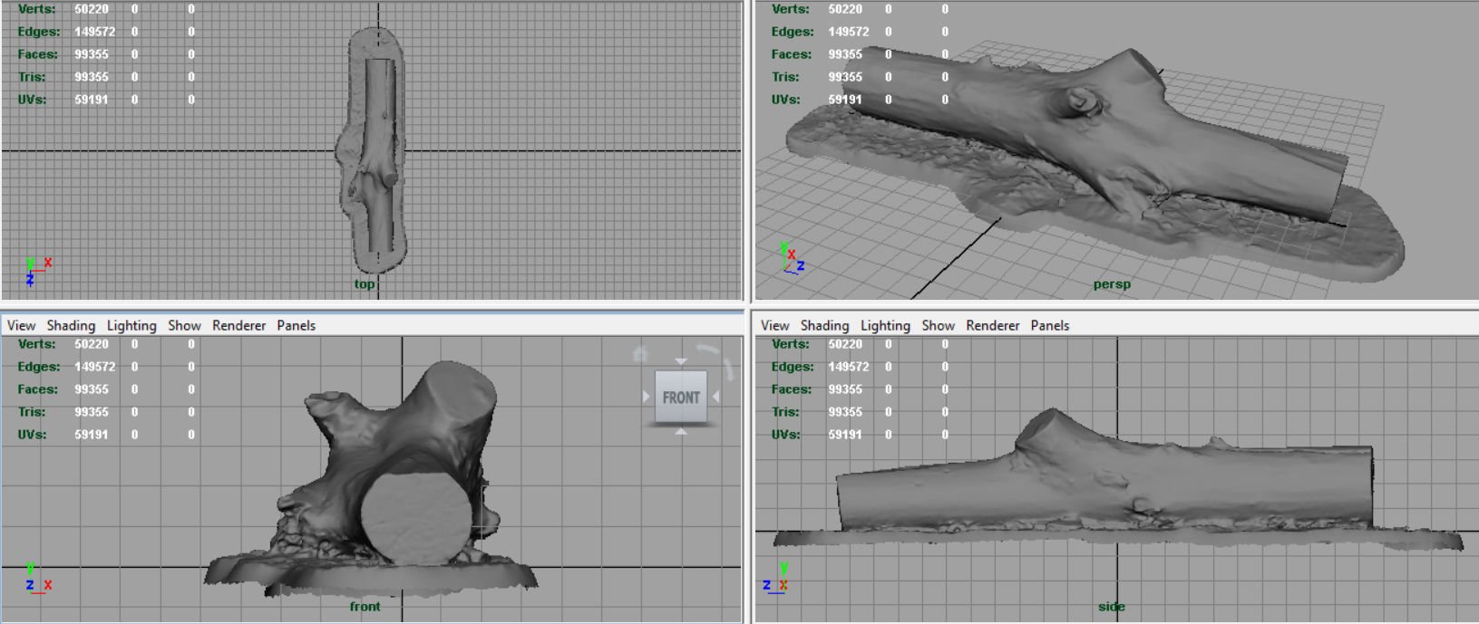 Dead trunk 3 Low-poly 3D model_4