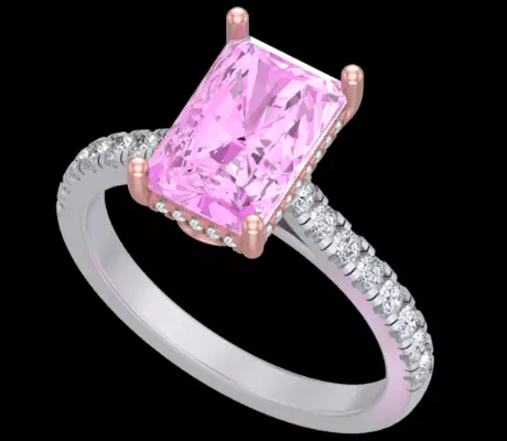 Radiant Gemstone Diamond Engagement Ring CAD 3D print model