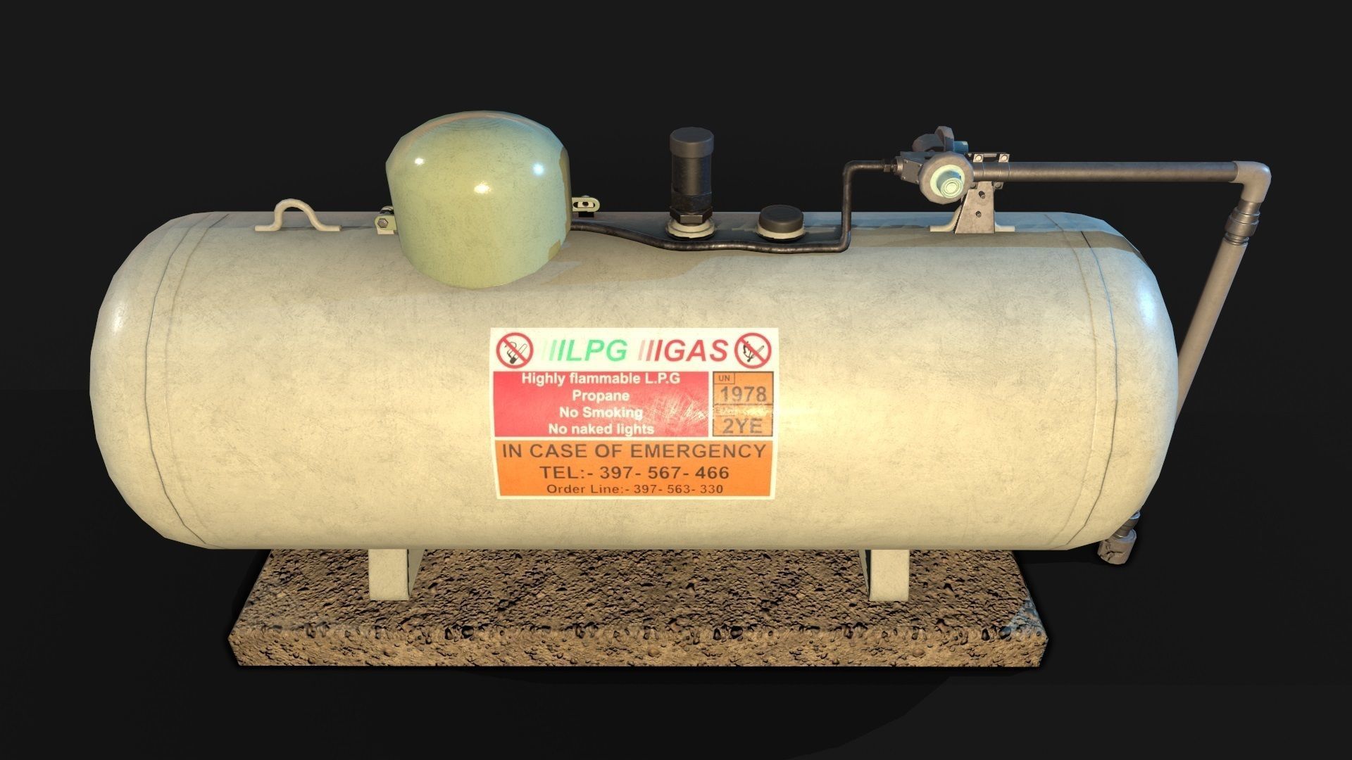 Low Poly PBR  Gas Tank Low-poly 3D model_7