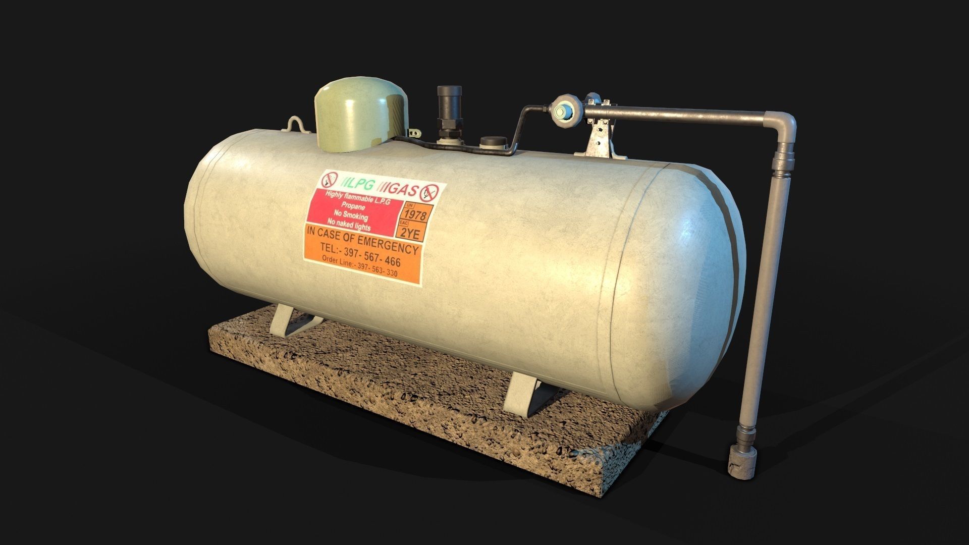 Low Poly PBR  Gas Tank Low-poly 3D model_1