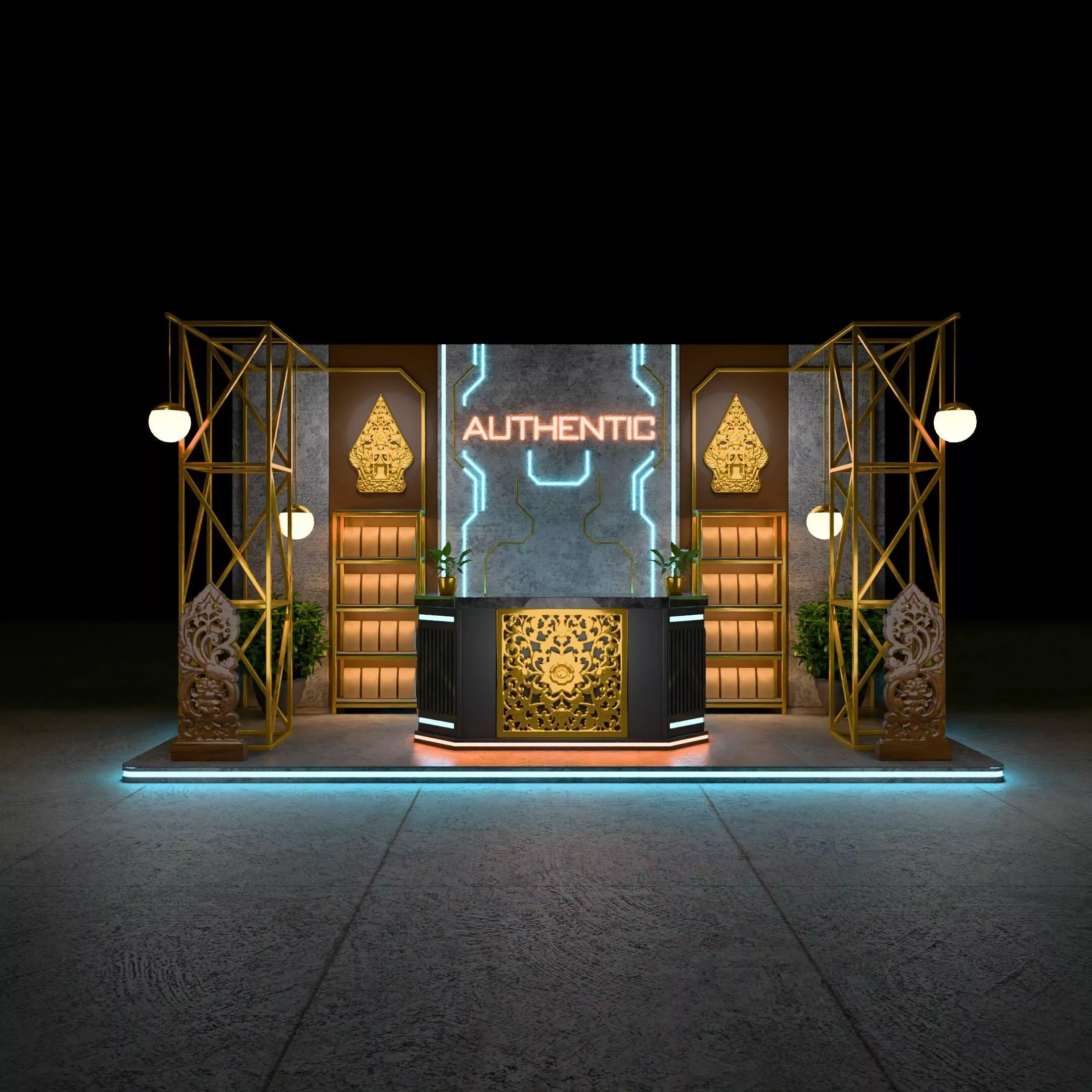 Exhibition Booth - Modern x Traditional Fusion 3D model