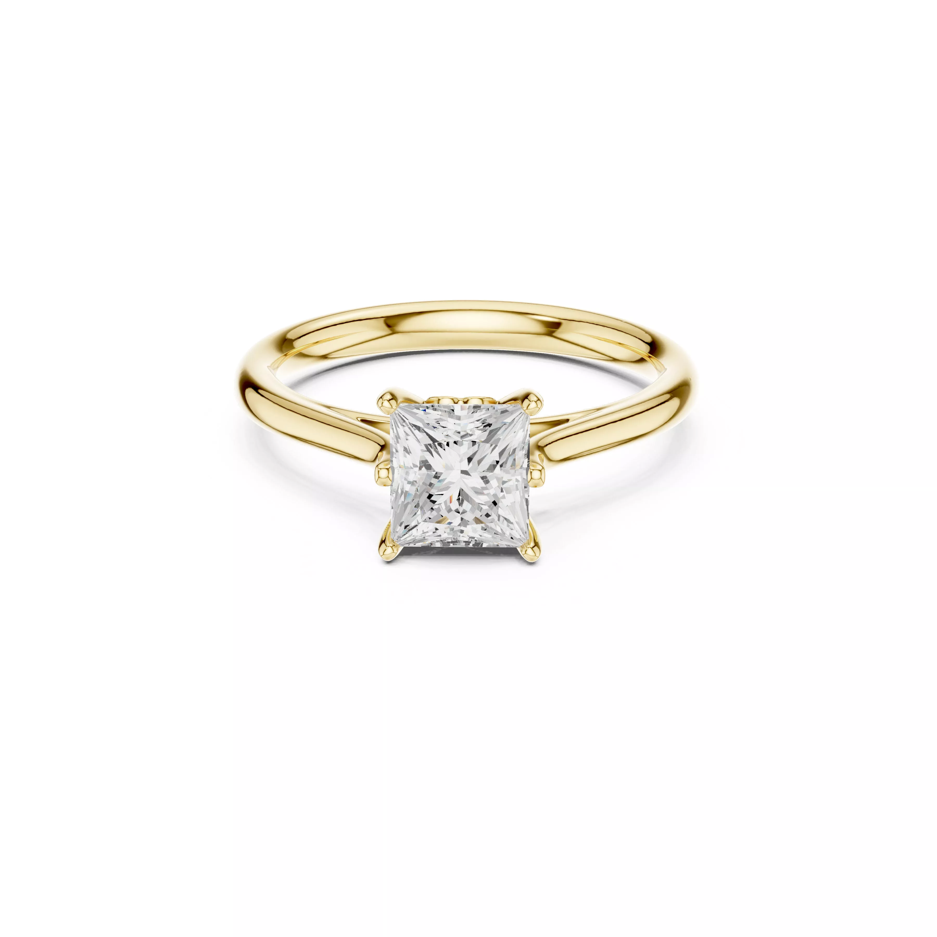 Princess Cut Solitaire Engagement Ring CAD 3D print model