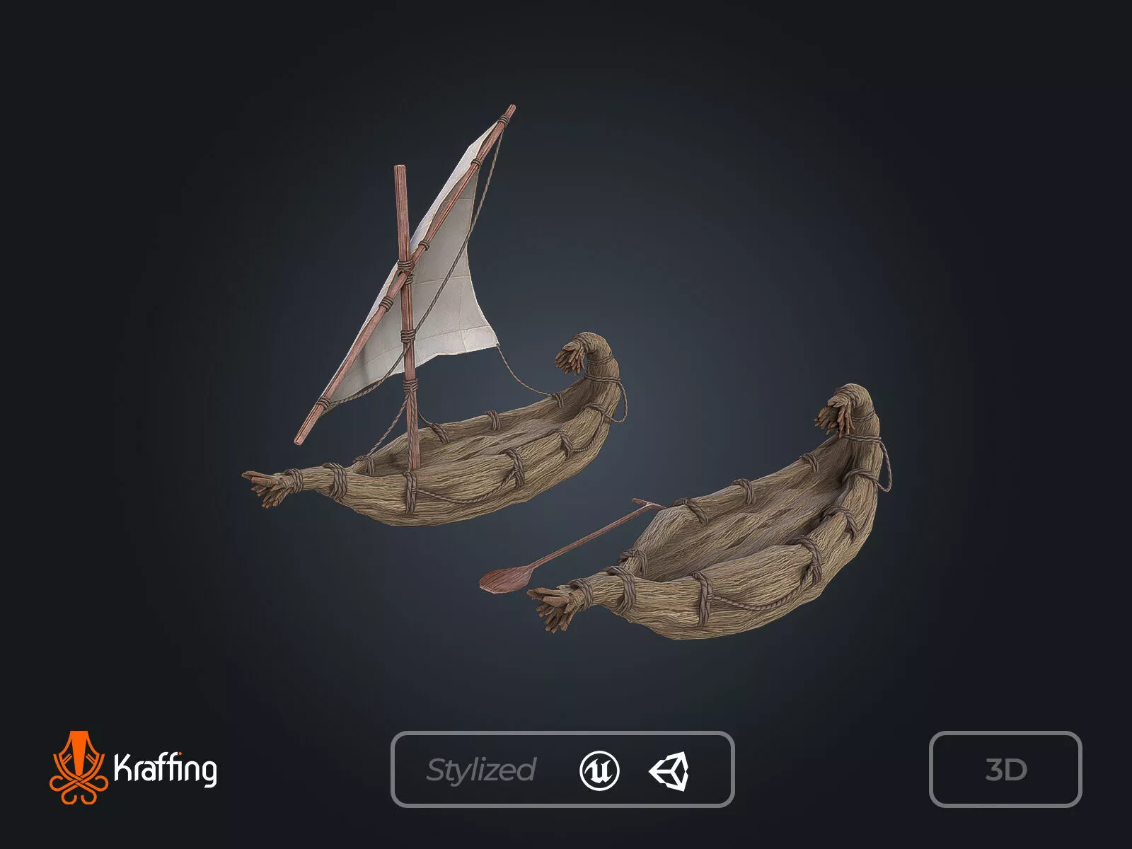 Ancient Egypt Papyrus Boat V1 Low-poly 3D model